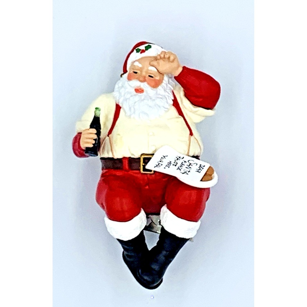 Coca-Cola‎ Santa Please Pause Here Hallmark Keepsake Ornament 1992 With Clip On